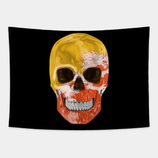 Bhutan Flag Skull - Gift for Bhutanese With Roots From Bhutan Tapestry