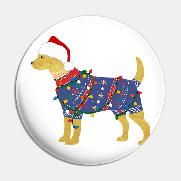 Golden Retriever Ugly Christmas Sweater Pin by emrdesigns