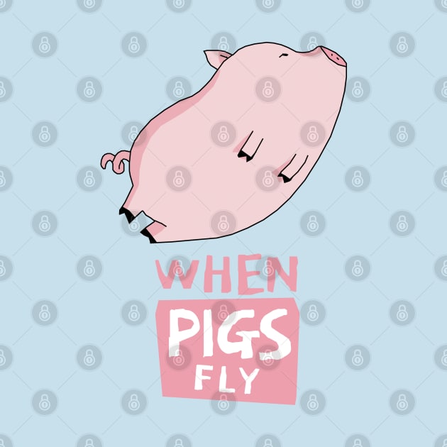 Cute Pinky Pig Flying by KewaleeTee