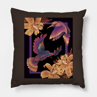Hummingbirds with Tiger Lilies Pillow