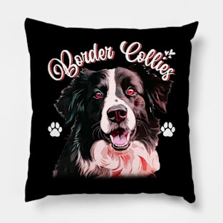 Collie Command: Intense Gaze of the Border Collie Captivates on Tee Pillow