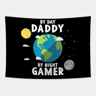 Mens By Day  By Night Gamer Video Gaming Gamer Dad Tapestry