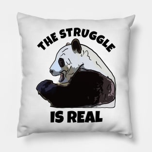 Panda the Struggle is Real Pillow