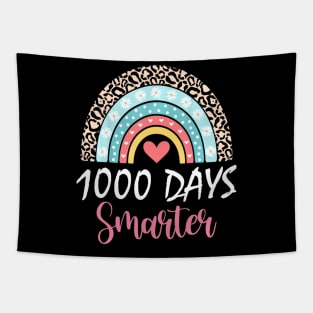 1000 Days Smarter Happy 1000Th Day Of School Rainbow Leopard Tapestry