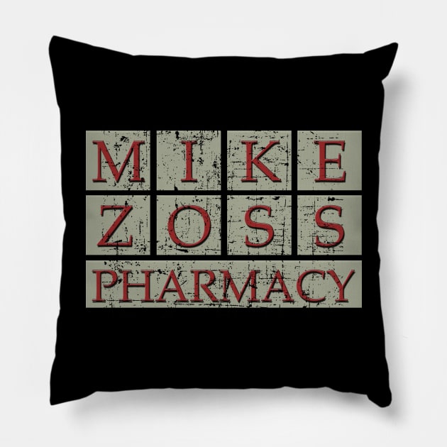 Mike Zoss Pharmacy, distressed Pillow by MonkeyKing