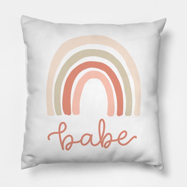 Boho Rainbow Scandinavian Minimalist Rainbow Babe Pillow by DoubleBrush