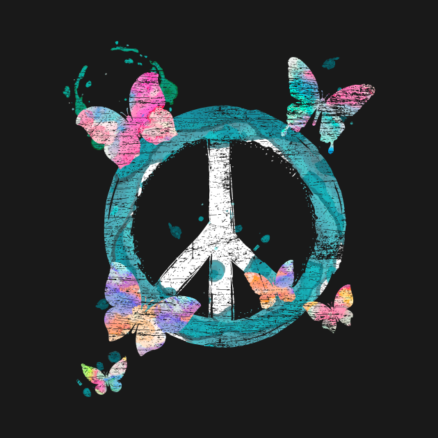 Hippie Butterfly Peace Sign Peace Sign T Shirt Teepublic 