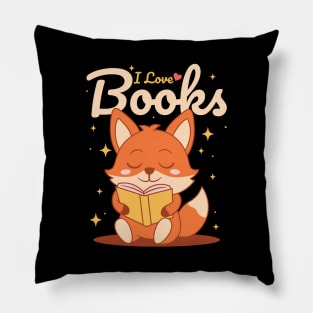 Book Lover Fox Pillow