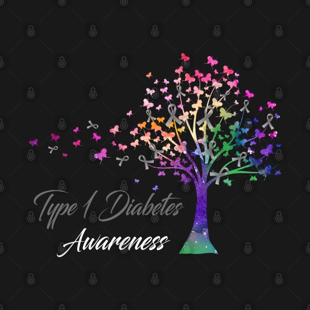 Tree Ribbons Type 1 Diabetes Awareness Support Type 1 Diabetes Warrior Gifts by ThePassion99