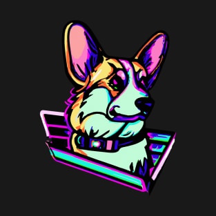 Retro Corgi Synthwave Dog Lover Welsh T-Shirt