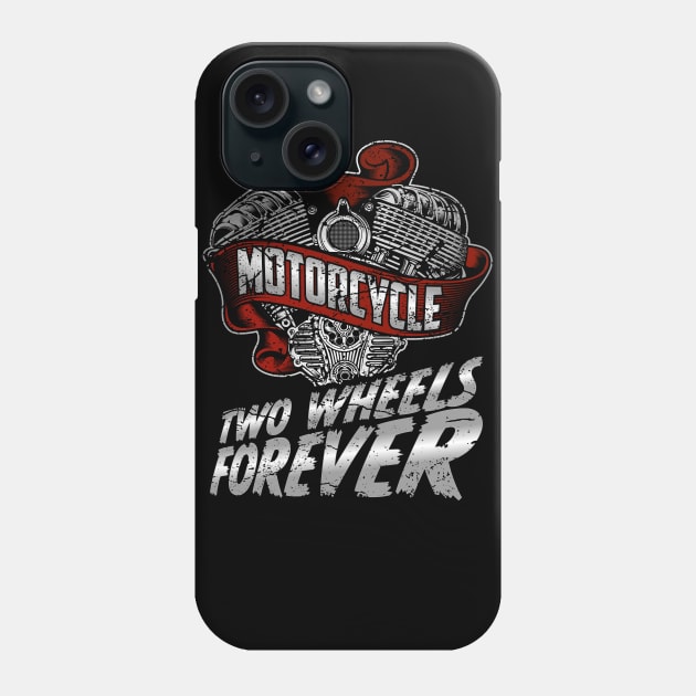 Two Wheels Forever Biker Heart Phone Case by RockabillyM