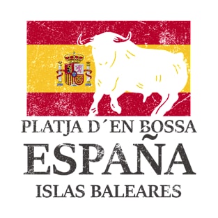 Spanien Platja D´En Bossa Urlaub Stier Flagge T-Shirt