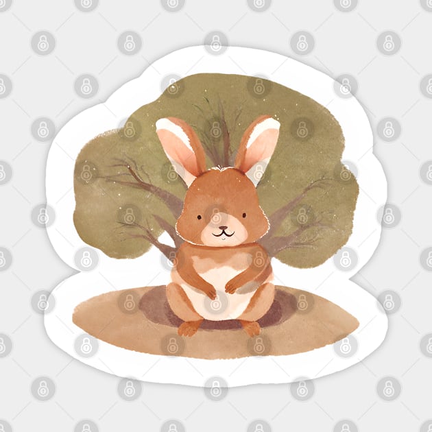 Brown rabbit Magnet by A tone for life