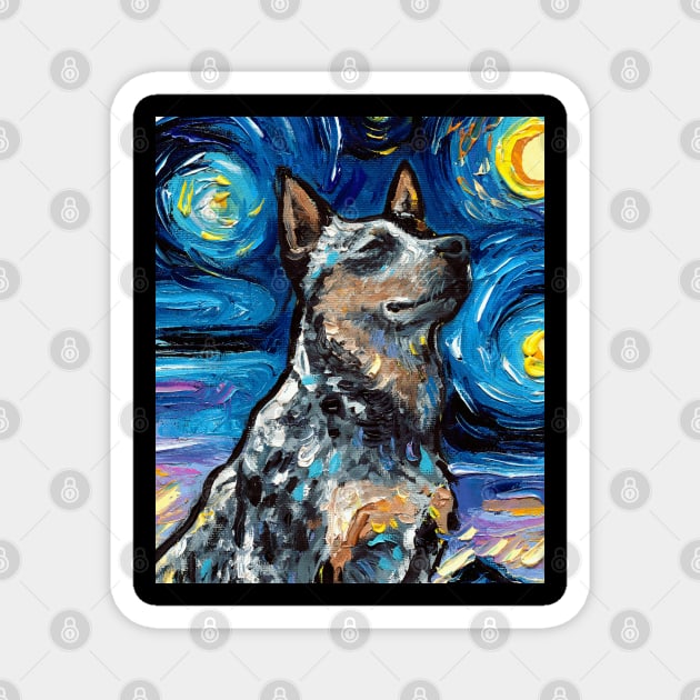 Blue Heeler Night Portrait Magnet by sagittariusgallery