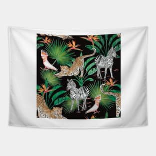 Leopard and jungle animals Tapestry