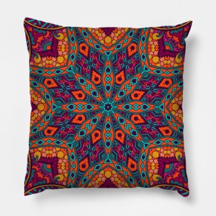 World Mandala kaleidoscope Tile Pillow