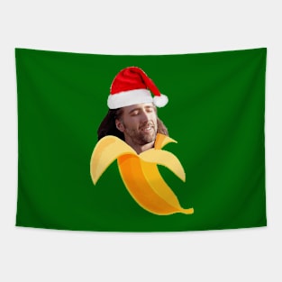 Christmas  Nicholas cage in a  banana Tapestry