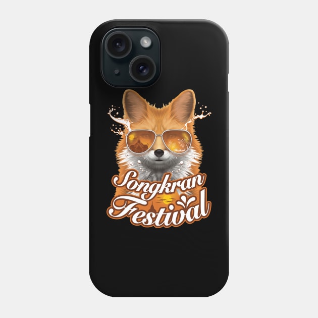 Songkran festival Thailand summer fox tourist wear sunglasses water splash Phone Case by Settha.sk