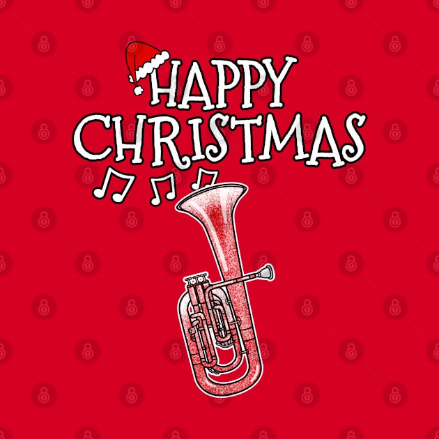 Christmas Tenor Horn Brass Musician Santa Hat Xmas by doodlerob