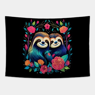 Sloth Couple Valentine Tapestry