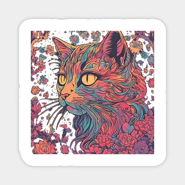 Trippy Cat Magnet by PlushFutura