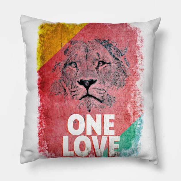 Lion Jamaica One Love Peace Pillow by SnazzyCrew