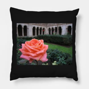 Rose. Cloisters of Basilica di San Paolo Fuori le Mura, Rome, Italy Pillow