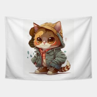 Ginger cat anime Tapestry