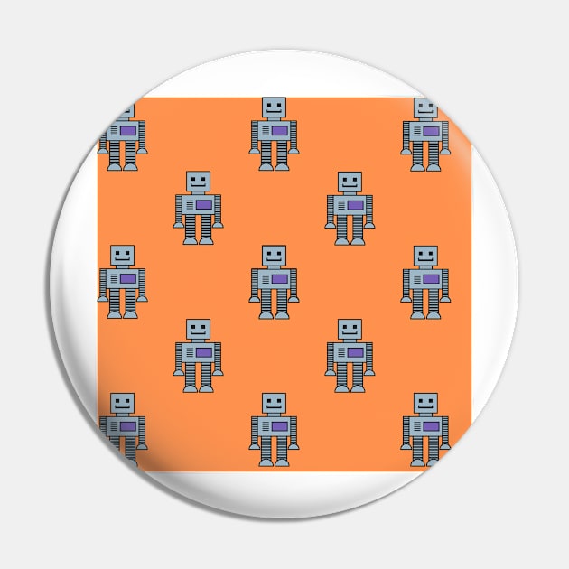 Robots - Orange Pin by IslandofdeDolls