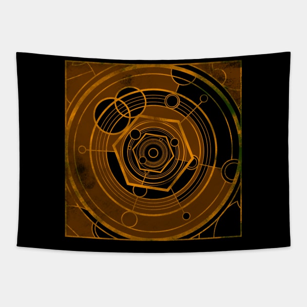 Weathered Clockwork - Orange (Gallifreyan inspired) Tapestry by Circulartz