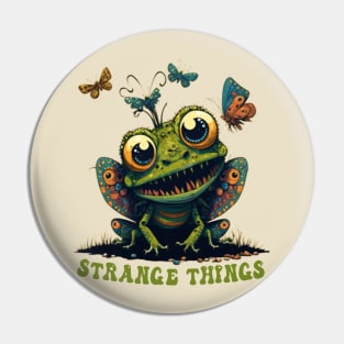 Strange Things -  cute frog playing with butterflies Pin