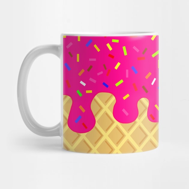 Ice Cream Mug, Pink Strawberry Ice Cream Waffle Cone With