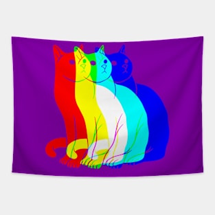 Cat Rainbow Prism Tapestry