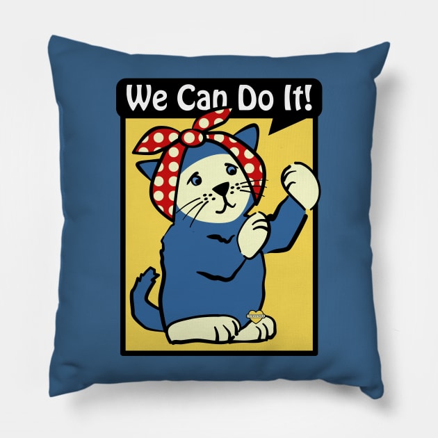 We Can Do It! Rosie Riveter Cat Pillow by Sue Cervenka