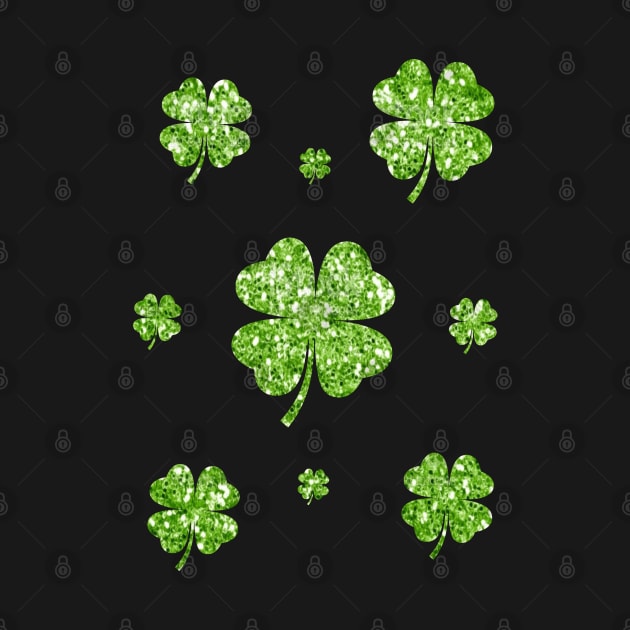 St Patricks Day, Green 4 Leaf Faux Glitter Clovers by Felicity-K