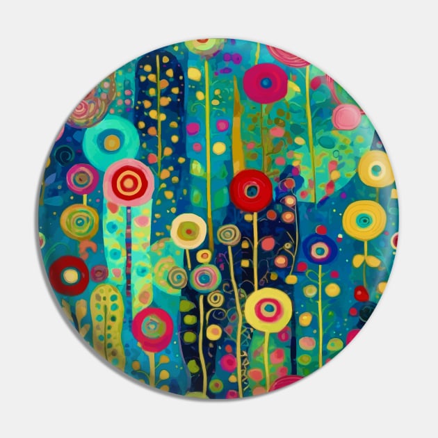 Colorful Abstract Floral Garden Pattern Pin by bragova