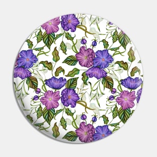 Violet Flowers Weeds Garden Floral Pin