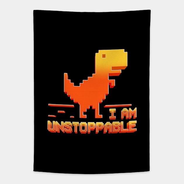 I am unstoppable - cute dinosaur error page design - pixel design Tapestry by The lantern girl