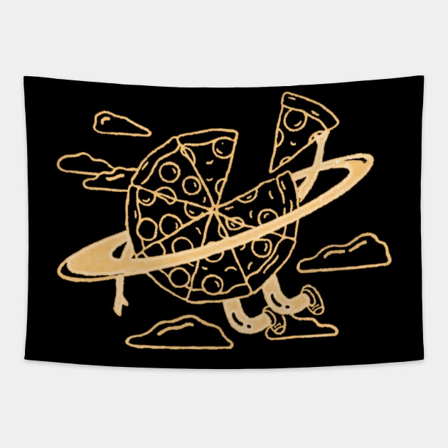 Space Pizza Planet Tapestry by InkyArt