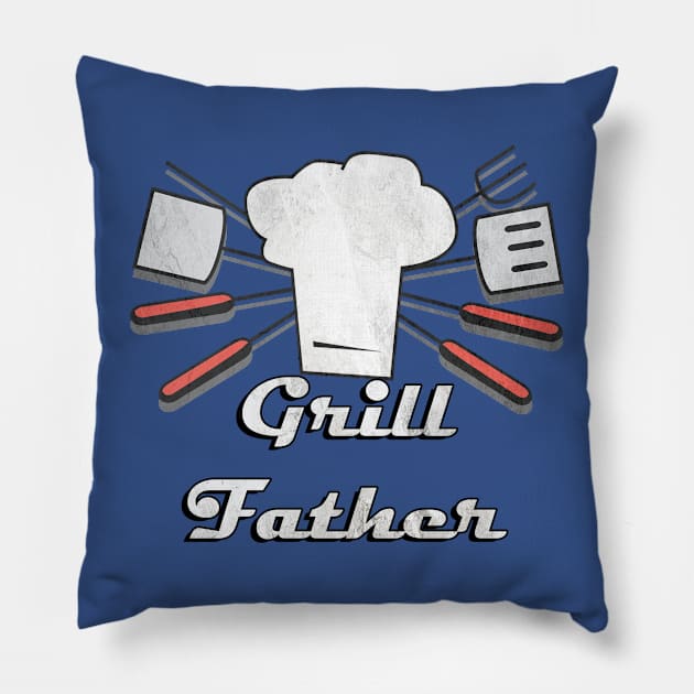 Grill Father Funny BBQ Dad Joke, Graphic Design Barbeque Chef Father's Day Pillow by tamdevo1