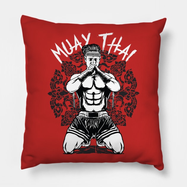 Muay Thai Warrior Pillow by Blind Ninja