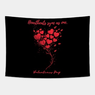 Heartbeats sync as one. A Valentines Day Celebration Quote With Heart-Shaped Baloon Tapestry