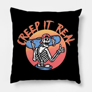 Creep It Real Halloween, Skateboard Halloween, Skeleton Halloween, Skate Skeleton, Skateboarding Gift Pillow