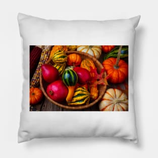 Basket Full Of Fruit And Gourds Pillow