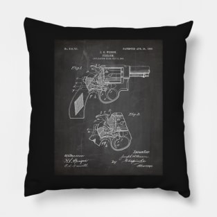 Hand Gun Revolver Patent - Gun Loving Self Defense Art - Black Chalkboard Pillow