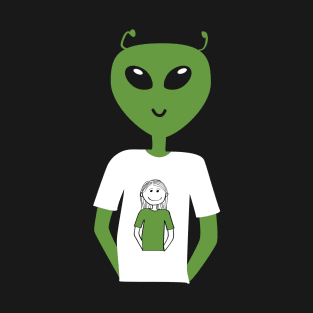Alien Human T-shirt-T-shirt , Long hair (Dark backgrounds T-Shirt