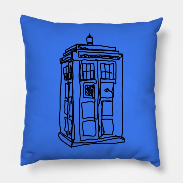 Bad Line Art Tardis Pillow by CatsandBats