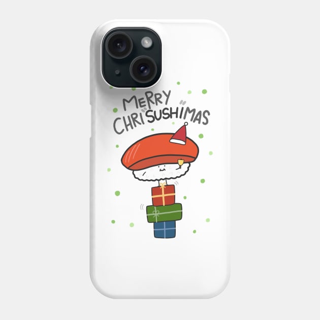 Merry Chrisushimas Funny Sushi Lover Christmas Art Logo Cute Kawaii Animte Phone Case by Marinaaa010