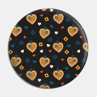 Gingerbread hearts on black Pin