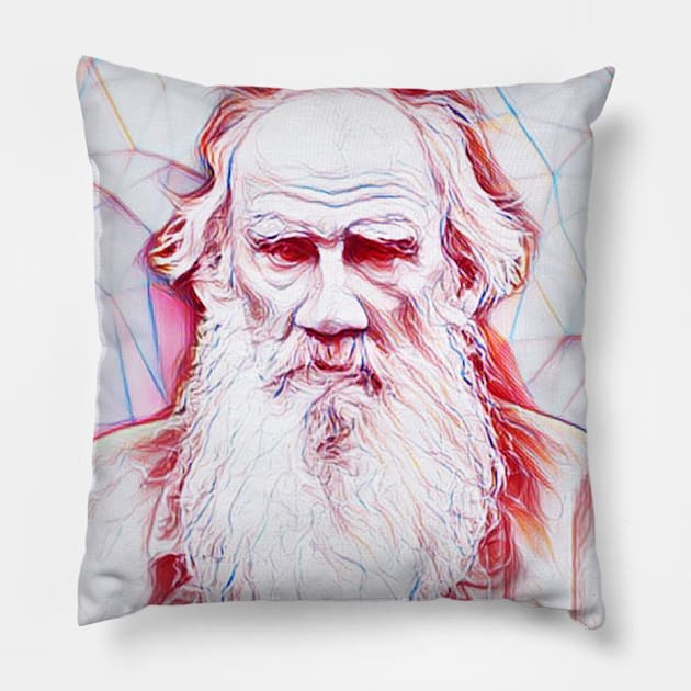 Leo Tolstoy Portrait | Leo Tolstoy Artwork Line Art Pillow by JustLit